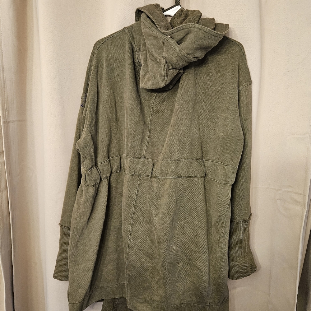 Free People Studio City Army Green Open Cardigan Jacket Chunky Oversized Boho L - Picture 7 of 10